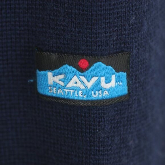 Kavu Men's Medium Blue Wool Blend Tight Knit Full Zip Cardigan Sweater - Picture 6 of 7